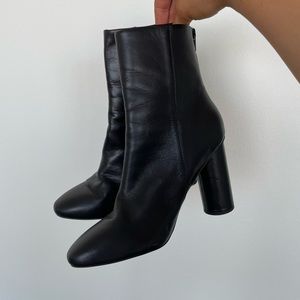 ASOS Black Leather Ankle Heeled Boots